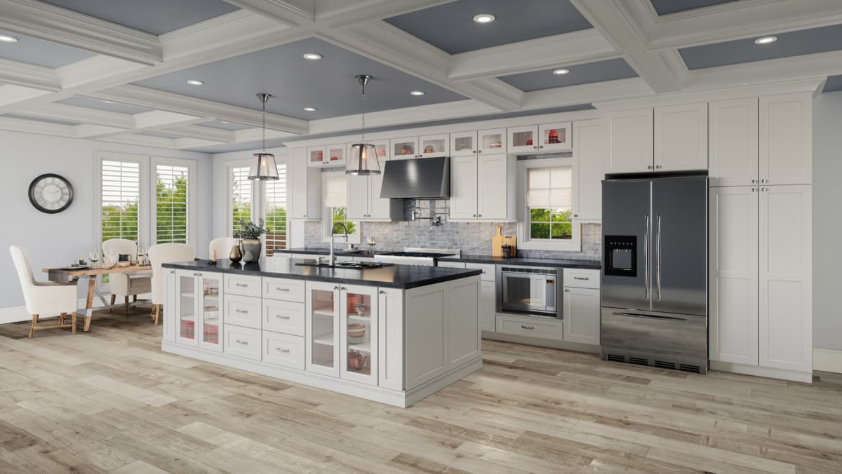 Framed shaker white kitchen cabinets